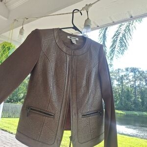 Peter Nygard Petites 4-6 metallic leather jacket w knit